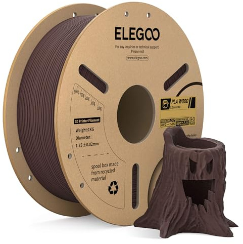 ELEGOO PLA Wood Filamento 1,75mm 1KG, Filamento PLA con Aggiunta di Farina di Legno, Precisione Dimensionale, Bobina da 1kg, Compatibile con la Maggior Parte delle Stampanti 3D FDM, Palissandro