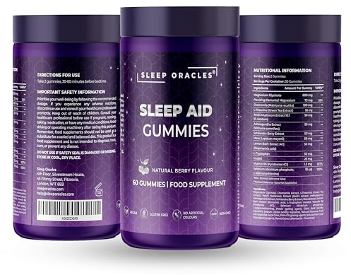 Sleep Oracles Magnesium Glycinate Sleep Aid Gummies | with Ashwagandha, Lemon Balm & L-Theanine for Relaxation & Sleep Suport | Vegan, Sugar Free, Gluten Free, Natural Berry Flavor | 60 Gummies