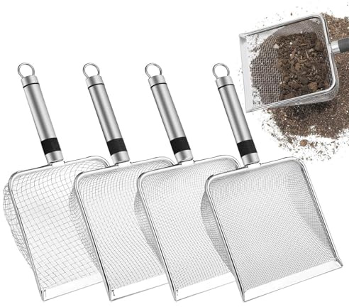 Cribador de Tierra | Criba de Tierra Portátil - 4 Piezas Multiusos con Mango para Cuidado de Bonsáis Jardinería Búsqueda de Oro y Paisajismo