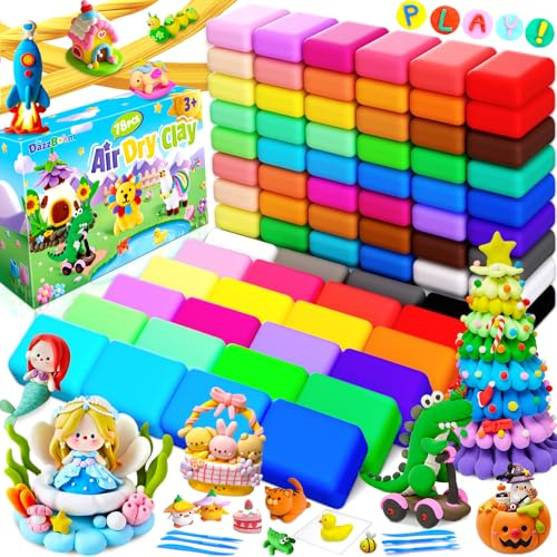 DazzBoom Air Dry Clay 78 Bags of Modelling Clay, 36 Colours,DIY Molding Magic Clay for with Tools,Soft & Non-Sticky,Ultra Light Non-Toxic Air Drying Clay, Arts and Crafts Kits,for Kids Toys