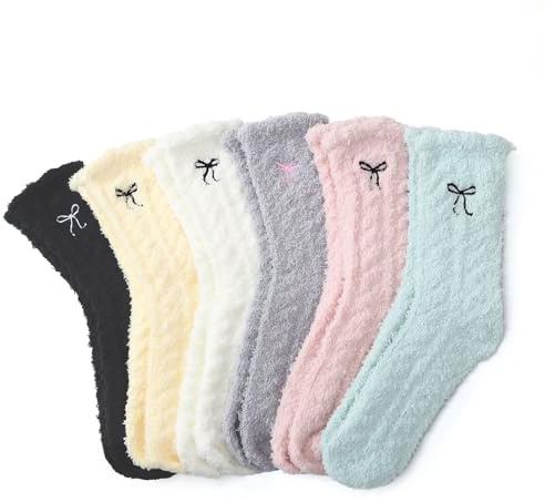 Zuimei 6 Pairs Fluffy Socks for Women, Cozy Fuzzy Winter Warm Thick Soft Plush Bed Home Ladies Socks UK 4-6.5