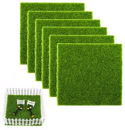 OYUUJII Herbe de Mousse Miniature,6 Pcs 15x15 cm Gazon Artificiel de Jardin Tapis Pelouse de Jardin Miniature Faux Gazon Exterieur Réaliste Herbe Artificiel pour Terrasse,Décoration Micro Paysage