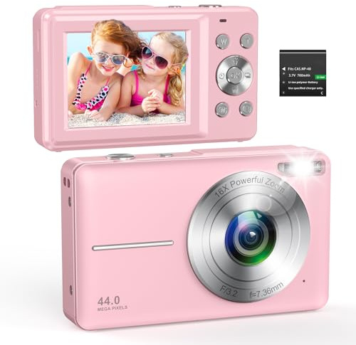 Digital Camera 1080P 44MP Compact Digital Camera 16X Digital Zoom Easy Vlogging Camera Portable Small Camera for Children Teenagers Seniors Beginners