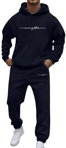 Trajes de hombre, elegante conjunto de chándal con estampado para uso diario, cómodo y versátil para el invierno, ideal para combinar con camisetas., marine, M