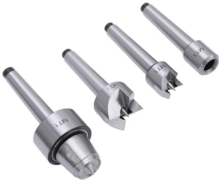 Hyuduo MT1 à Bois Live Center Set 4 Pièces, Construction en Acier 45 avec Boîte de Rangement en Bois, Haute Précision 0,005 Mm pour Tours à et à Métaux