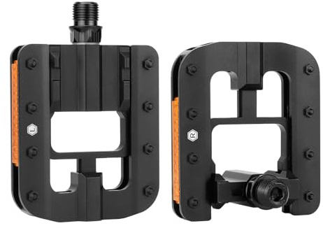 CAZSTYK Pedales plegables para bicicleta con tiras reflectantes, anchos, planos, plegables, antideslizantes, para bicicleta plegable, ancha y plana