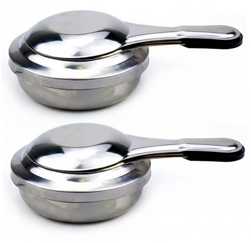 CAKEEYUM 2 Pack Fondue Burner, Stainless Steel Portable Alcohol Stove with Handle & Safety Cover Alcohol Heater for Cooking Grilling Heating Camping