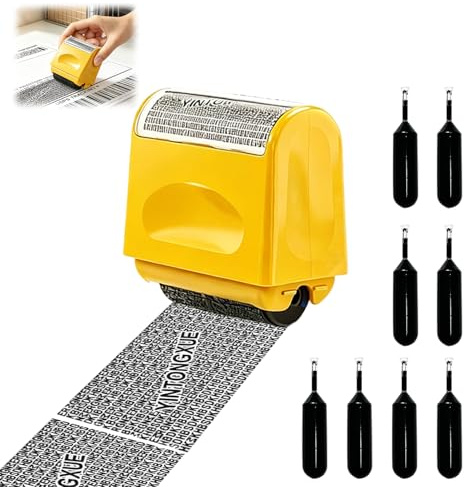 Wide Data Defender Roller Stamp Identity Theft Protection Confidential Roller Stamp with 8 Refills Information Blocker Security Stamp Roller for Privacy ID Address Security