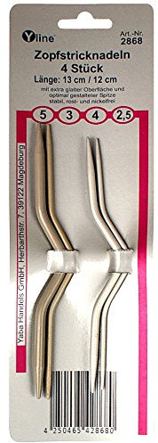 4er-Set Zopfstricknadeln Stärke 2,5-3,0-4,0-5,0 mm/Länge 12/13 cm, Zopfmusternadel, Stricknadel, Stricknadeln, Strickzubehör, sl, 2868