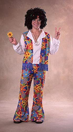 Rubies Disfraz Hippie para hombre, Camisa con chaleco, pantalón de campaña y cinta para la cabeza, Fiesta temática, Disfraces Hippies para adultos, Flower Power, Años 60
