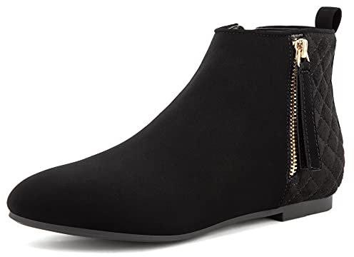 MaxMuxun Stiefeletten Damen flache stiefeletten Klassische Winterschuhe Damen,Chelsea Boots Schwarz T EU 40