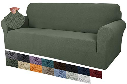 MAXIJIN Funda Extra Grande Creativa Jacquard para Sofá de 3 o 4 Plazas, Super Elástica Antideslizante, Amigable con Mascotas, Protector para Muebles (4 Plazas, Verde Oliva)