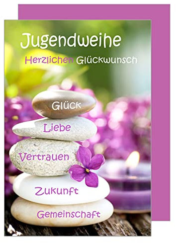 Edition Seidel exklusive Premium Karte zur Jugendweihe mit Umschlag. Glückwunschkarte Grusskarte Jugendweihe einzelne eine Karte Junge Mädchen Karte (JW116 SW022)