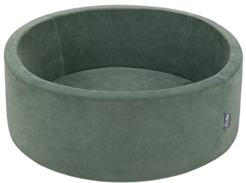 KiddyMoon Velluto Piscina di Palline 90X30cm/SENZA Palline per Bambini Tondo, Verde del Bosco