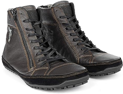 Magical Shoes Barefoot Lined Lace-up Winter Boots for Men and Women - Minimalist Half Boots, Leather Shoes, Alaskan X Brown, 9.5 UK