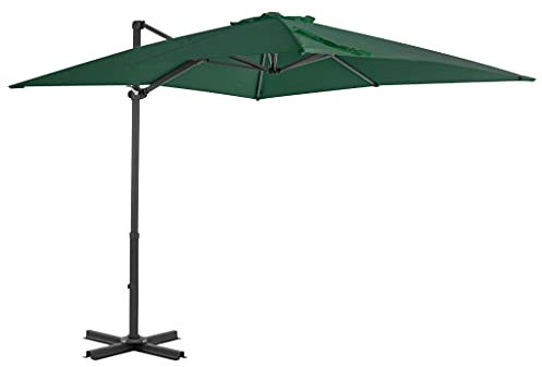Camerina Ampelschirm mit Aluminium-Mast Windsicherung Ampelschirm Sonnenschirme FüR Terrasse Garten Sonnenschirm Grün 250 x 250 cm