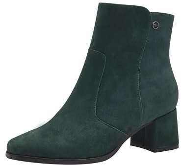 Tamaris COMFORT Damen Stiefeletten mit Absatz aus Leder Blockabsatz, Grün (Grün Wildleder), 41 EU