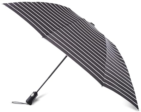 totes Reverse Close Folding Inbrella with Auto Open Close and Compact, Windproof Design, Black, BROAD BAND, 43 Canopy, Clear Bubble Umbrella