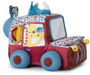 LILLIPUTIENS - Cube d'Activités pour Bébés Thème Safari - Jouet d'Eveil en Forme de Voiture- Multiples Sons et Activités - Développe Imagination et la Motricité - 28cm de Haut - Dès 9 Mois