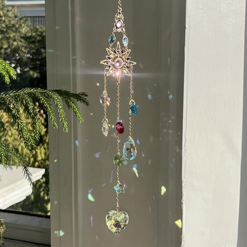 XJLyaya Attrape Soleil, Attrape Soleil Cristal Suspendu, Cristal Ornement Capteur, pour Fenêtre Chambre et Jardin Noël Jour de fête Mariage