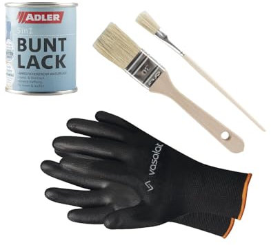 Adler 5in1 Buntlack, Grundlack - ideal als Möbelfarbe und Heizkörperlack verwendbar mit 2x Pinsel, RAL1021 Rapsgelb 125ml