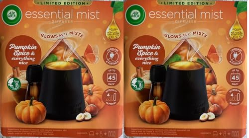Air Wick Lot de 2 brumisateurs d'huiles essentielles, diffuseur et recharge – Citrouille Spice & Everything Nice