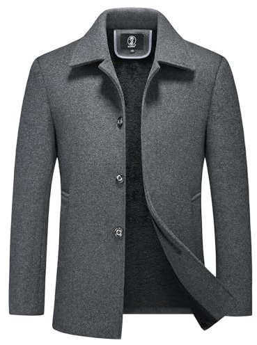 KUDORO Manteau Homme en Laine Chaud pour Hiver Trench Coat Classique | Caban Parka Pardessus Slim Fit Business Coup-Vent Revers Overcoat