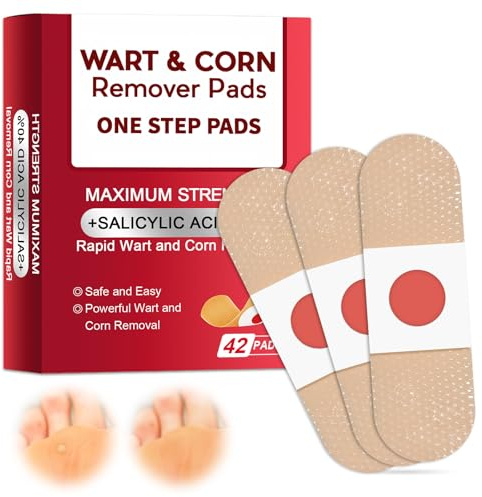 42 pacs Wart Removal Pads, Foot Corn Remover Patch, Effective Foot Care for Hands & Toes, Helps Remove Foot Calluses & Warts, Gentle Yet Effective