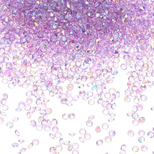 M METERXITY 3600-Pack Acrylic Diamonds, 0.12 Inch/3mm Wedding Table Scatter Confetti Crystals for Vase Fillers/Art Craft, Acrylic Diamonds Gems [Purple AB]