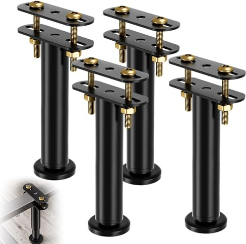 Qnbonrich 4 patas de cama ajustables en altura de 18 cm, robustas patas de apoyo medianas del marco de la cama de metal, pie de apoyo para cama de vigas centrales, juego de refuerzo de somier para