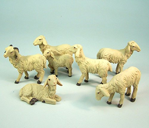 Unbekannt Schafe 6-TLG. aus Polyresin für Krippenfiguren 13-15 cm. Krippentiere