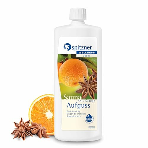 Spitzner Infusion pour sauna Anis-Orange fruité-épicé 1000 ml – Infusion bien-être pour sauna Concentré, Sauna parfumé à l’orange et à l’anis, anti-stress et bien-être, huile de sauna naturelle