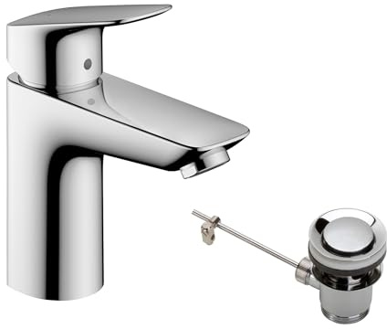 hansgrohe Logis tvättställsblandare kran 100 med metall popup-avfall, krom, 71171000