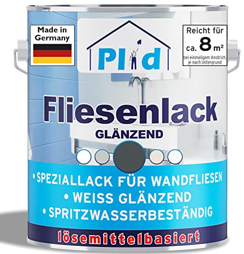 Plid® Fliesenfarbe Badezimmer & Küche [FEUCHTIGKEITSBESTÄNDIG] Fliesenlack Anthrazitgrau 0.75l fürs Bad - Fliesen neu streichen & lackieren im Innenbereich - 3in1 Fliesen Farbe Lack - Made in Germany