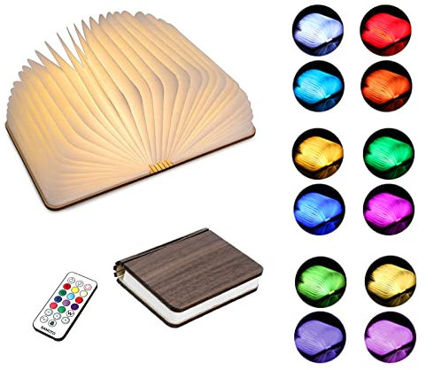 SANOTO Buchlampe in 12 Farben, Buchlampe Faltbar Holz,Buch Night Lampe Book Light LED Leselampe Buch Licht Buchlicht Leselampe, Bedside Lamp