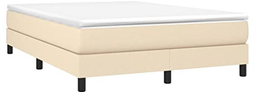 vidaXL Bettgestell, Polsterbett Bett für Schlafzimmer, Bettrahmen mit Lattenrost, Schlafzimmerbett Doppelbett, Creme 140x200cm Stoff