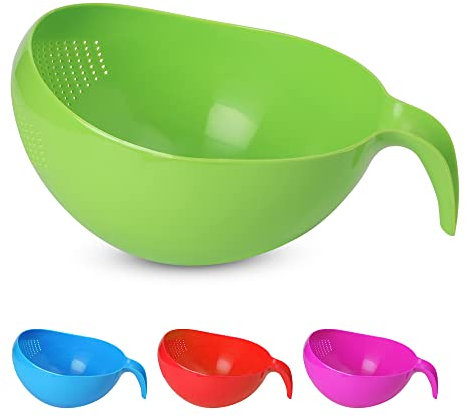 KSJONE Passoire à riz robuste avec poignée pour nettoyer les fruits, les légumes et les haricots - 2 l (vert)