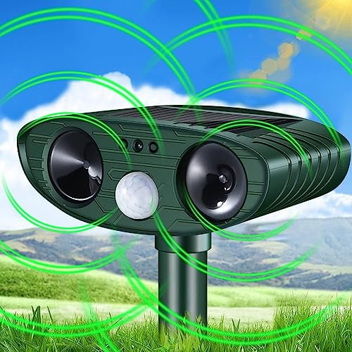 Kimroxi Fox Repellent Ultrasonic Cat Scarers for Gardens Waterproof Cat Deterrents Solar Animal Repeller Outdoor for Farm Yard Camping Dogs Birds Squirrels Rodent Upgraded