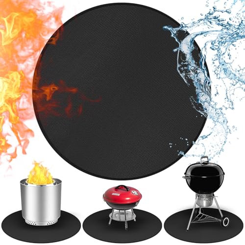 Amerbro Feuerschalenmatten für unter der Feuerstelle – Feuerfeste Grillmatten für den Außenbereich, Grilldeckschutz für Gas, Holzkohlegrills, öldichtes und wasserdichtes Zubehör, kompatibel mit