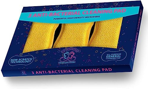 Pack of 3 Anti-Bacterial Non-Scratch Reusable Washing Up Sponges - Eco-Friendly, Large Long-Lasting, Dual-Sided Kitchen and Bathroom Cleaning Cloth Pads, 17x9cm