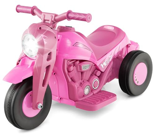 Maxmass Kids Electric Motorbike, 6V Battery Powered Motorcycle with Bubble Maker, LED Headlights, Music, Forward/Stop/Reverse Function, 3 Wheels, Children Ride on Motor Bike for Boys Girls (Pink)