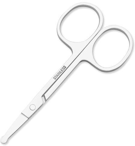 FEITA Mini Nose Hair Round Tip Scissors, Men's grooming Scissor All Purpose Facial safety Scissors Cute for Woman Eyebrow, Lash, Mustache, Pubic Hair