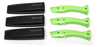 Barnwell Paquete de 3 instaladores de alfombras Stingray verde, cuchillos fijos para recorte de trabajo, cuchillo y funda sin cuchillas