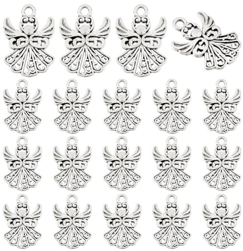 PH PandaHall 80 Stück Engel Charm Anhänger Im Tibetischen Stil Feen Engel Anhänger Großpackung Antike Silberne Engelsperlen Charms Für Armbänder Halsketten Schmuckherstellung Schlüsselanhänger Basteln