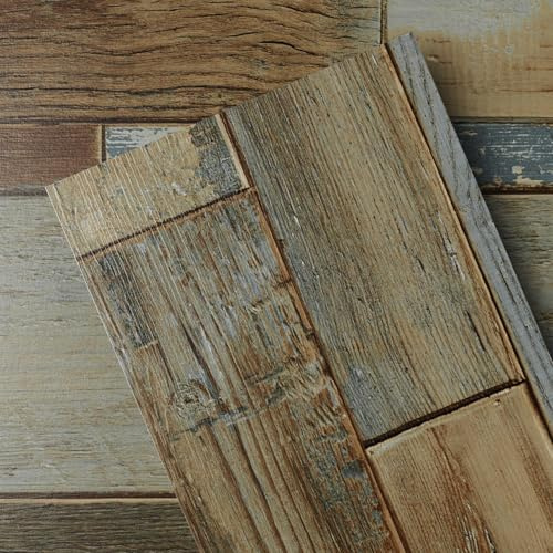 GreenFullHouse Floor Tiles Self Adhesive, Waterproof Self Adhesive Floor Planks, Vinyl Flooring, Easy DIY Installation for Kitchen Bathroom RV, 37 Pieces | 5.02㎡, 6 x 35 inches, Rustic Blue