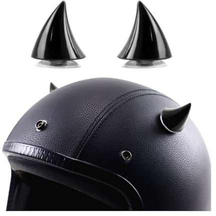 CGEAMDY Cornetto Diavolo per Casco Moto con Ventosa, Decorazione in Gomma - 2 Pezzi (Nero)