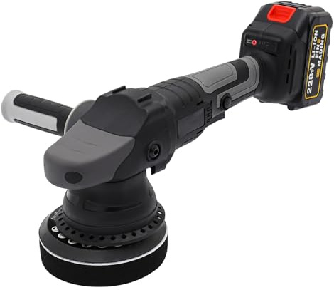 Lucidatrice eccentrica, a batteria, 21 V, velocità 2000 – 6000 giri/min, 3 velocità variabile, impugnatura laterale, spugna lucidante, per lucidare auto