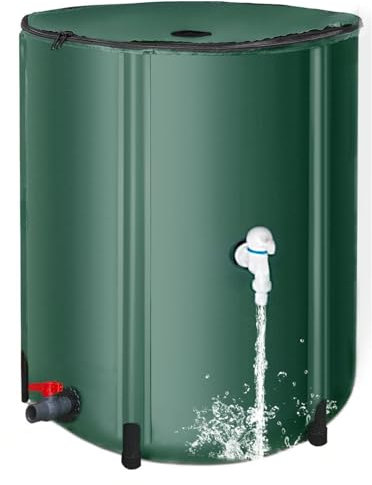 Barilotto raccogli pioggia | Barile di stoccaggio 'acqua piovana da 26 galloni pieghevole | di raccolta 'acqua piovana con kit di troppopieno con filtro