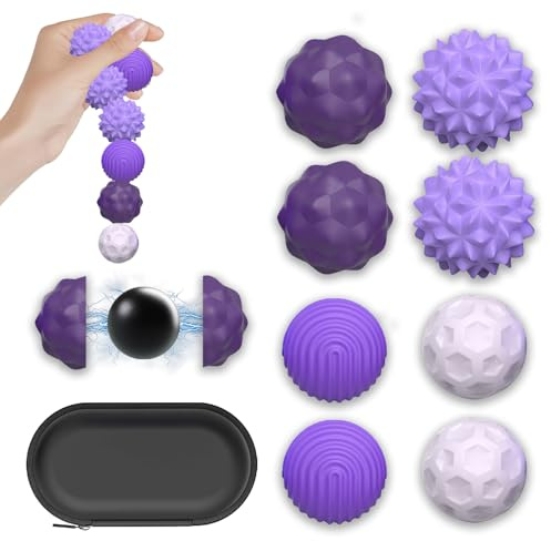 8 Piezas Bolas Magnéticas Anti-Estrés, Juguetes Magnéticos Silicona, Pelotas de Acupresión con Fricción, Estrés y la Ansiedad (Apto para Adultos o Personas a Partir de 14 años)