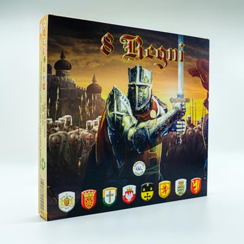 Grafiche Logos 8 Regni, Gioco da Tavolo Strategico in Legno, 2-8 Giocatori, Età 7-99 Anni, Stile Medievale